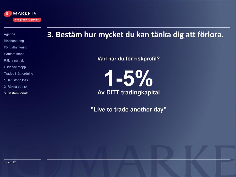 Bestäm förlust Vad har du för riskprofil?