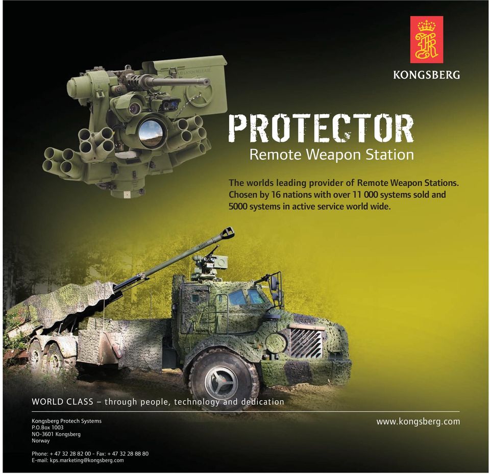 WORLD CLASS through people, technology and dedication Kongsberg Protech Systems P.O.Box 1003