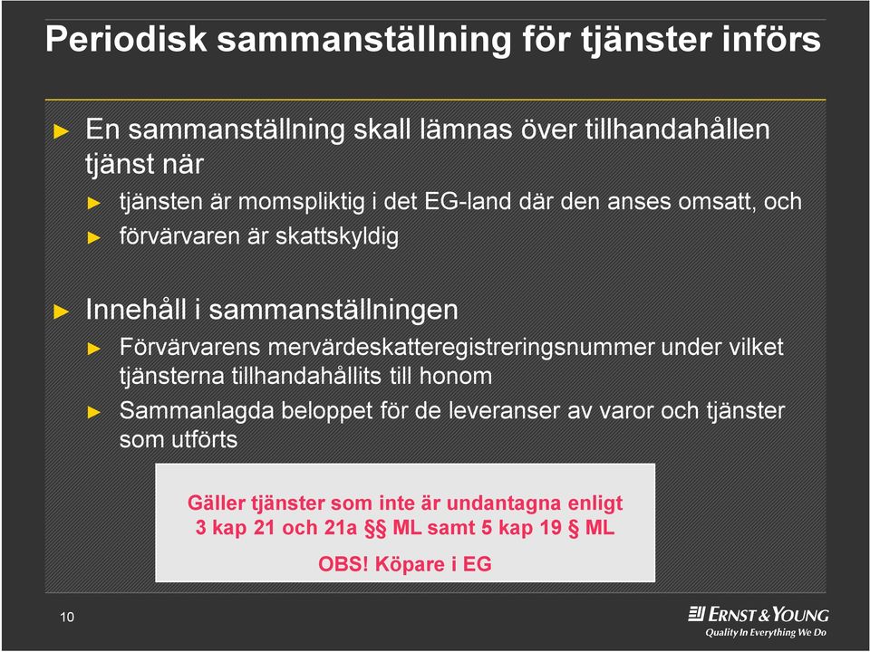 mervärdeskatteregistreringsnummer under vilket tjänsterna tillhandahållits till honom Sammanlagda beloppet för de leveranser