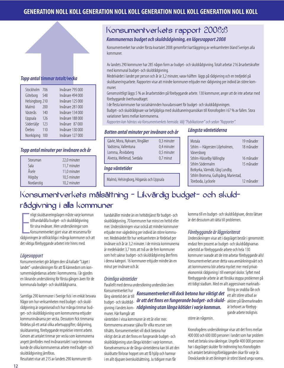 12 Topp antal timmar totalt/vecka Stockholm 706 Invånare 795 000 Göteborg 548 Invånare 494 000 Helsingborg 210 Invånare 125 000 Malmö 200 Invånare 281 000 Västerås 140 Invånare 134 000 Uppsala 126