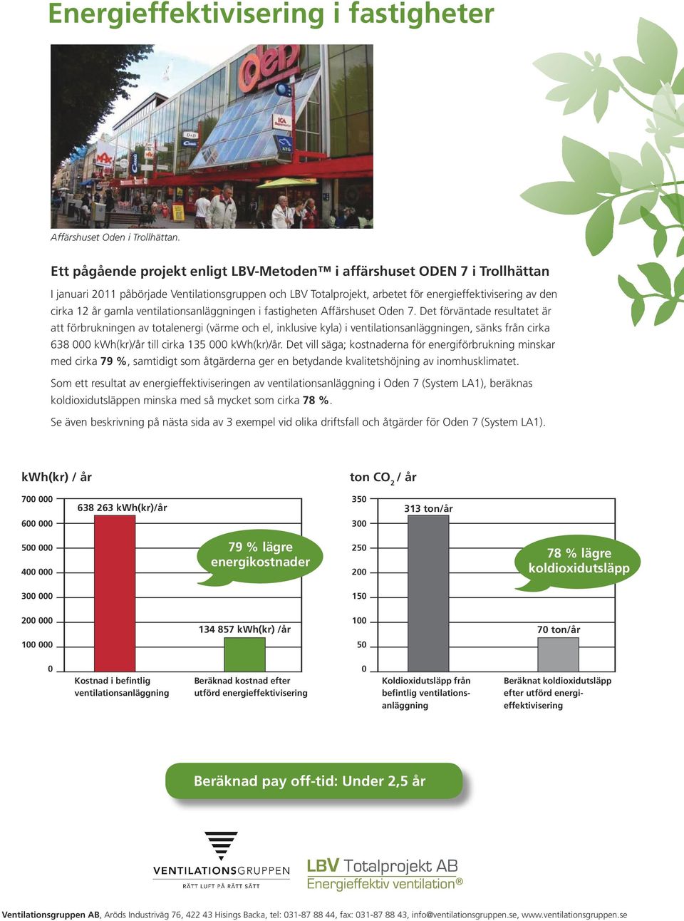 ventilationsanläggningen i fastigheten Affärshuset Oden 7.