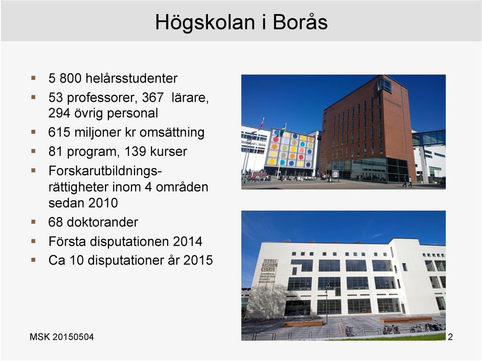 Forskarutbildningsrättigheter inom 4 områden sedan 2010 68