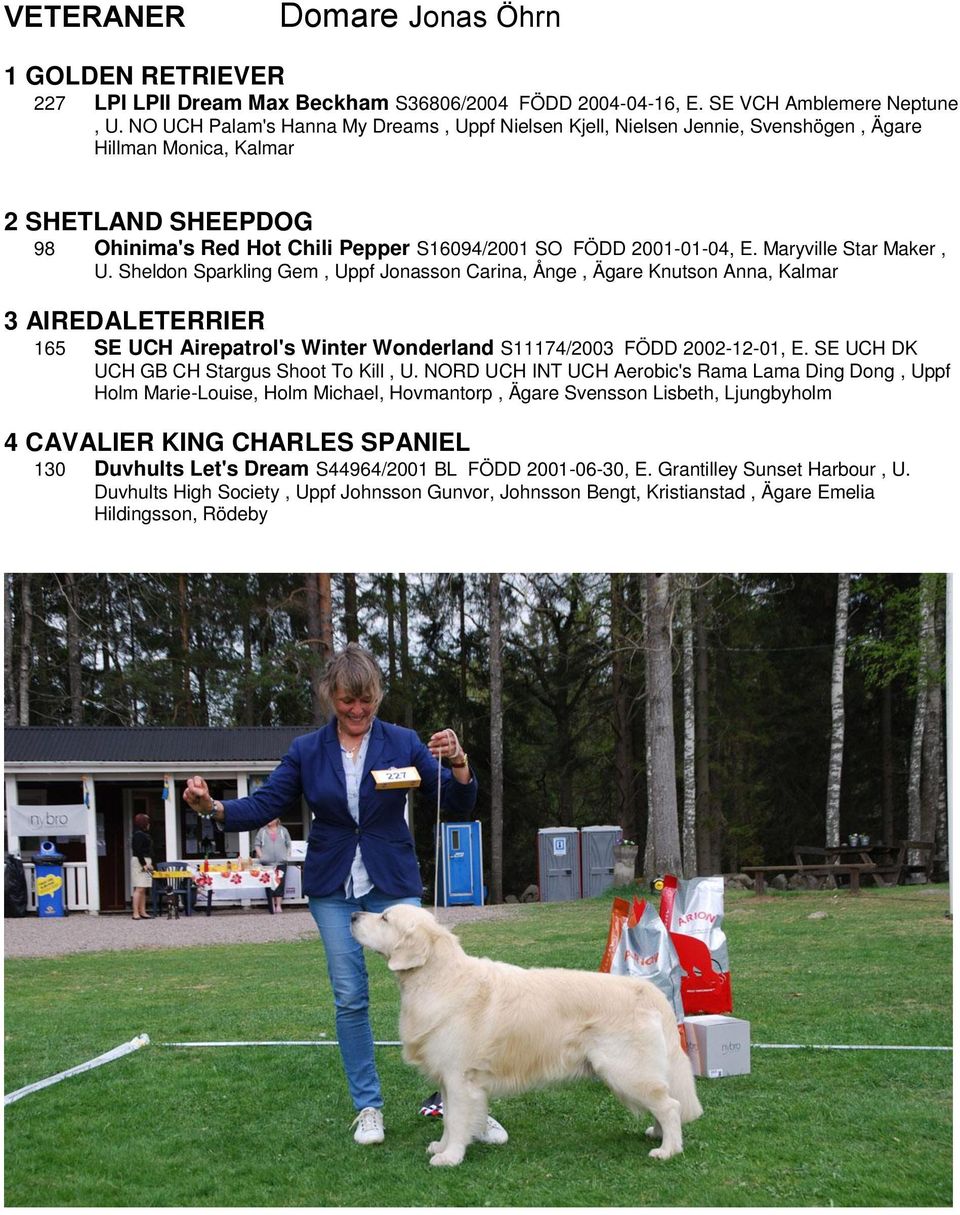 Maryville Star Maker, U. Sheldon Sparkling Gem, Uppf Jonasson Carina, Ånge, Ägare Knutson Anna, Kalmar 3 AIREDALETERRIER 165 SE UCH Airepatrol's Winter Wonderland S11174/2003 FÖDD 2002-12-01, E.