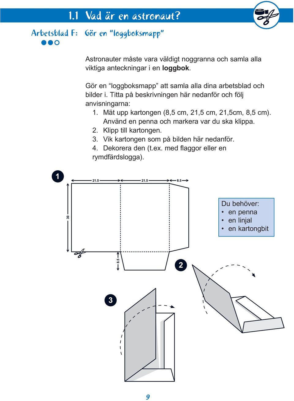 Gör en loggboksmapp att samla alla dina arbetsblad och bilder i. Titta på beskrivningen här nedanför och följ anvisningarna: 1.