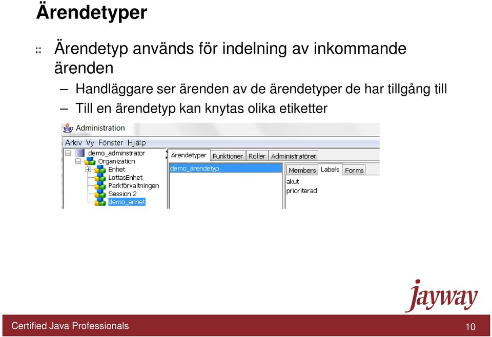 ärendetyper de har tillgång till Till en ärendetyp