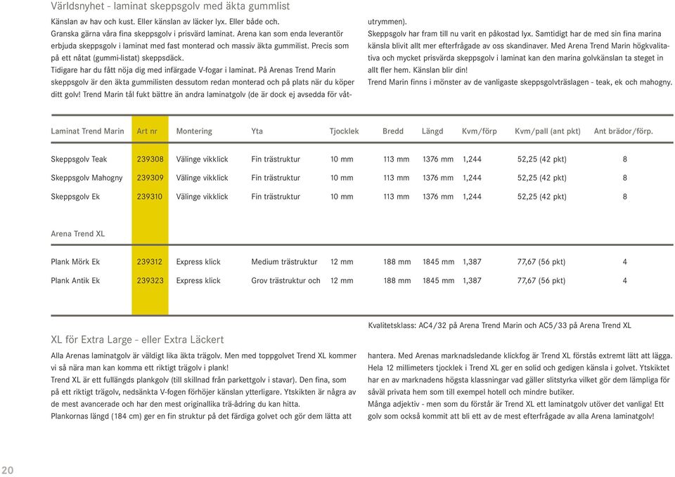 Tidigare har du fått nöja dig med infärgade V-fogar i laminat. På Arenas Trend Marin skeppsgolv är den äkta gummilisten dessutom redan monterad och på plats när du köper ditt golv!