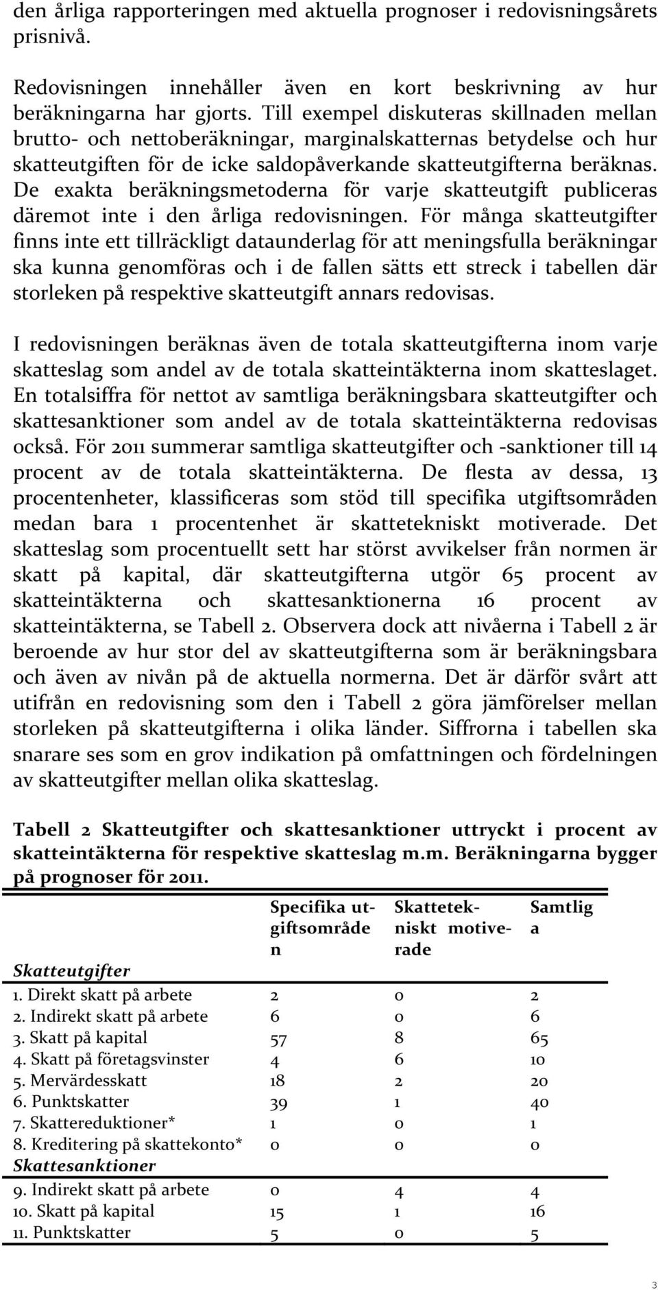 De exakta beräkningsmetoderna för varje skatteutgift publiceras däremot inte i den årliga redovisningen.