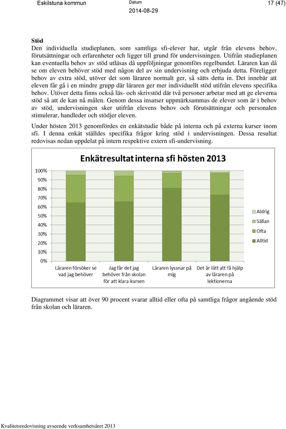 Föreligger behov av extra stöd, utöver det som läraren normalt ger, så sätts detta in.