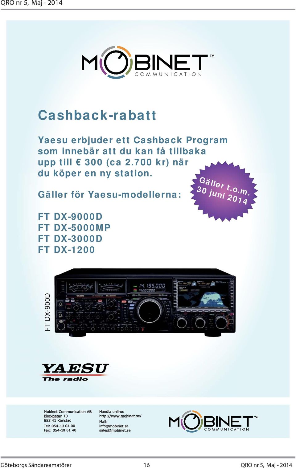 Gäller för Yaesu-mo