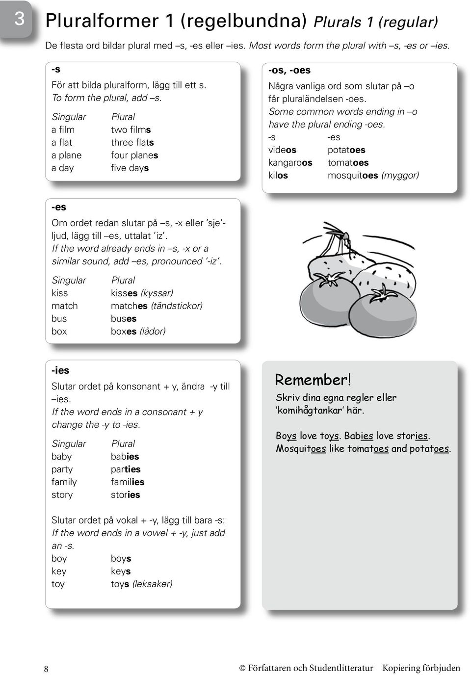 Some common words ending in o have the plural ending -oes.