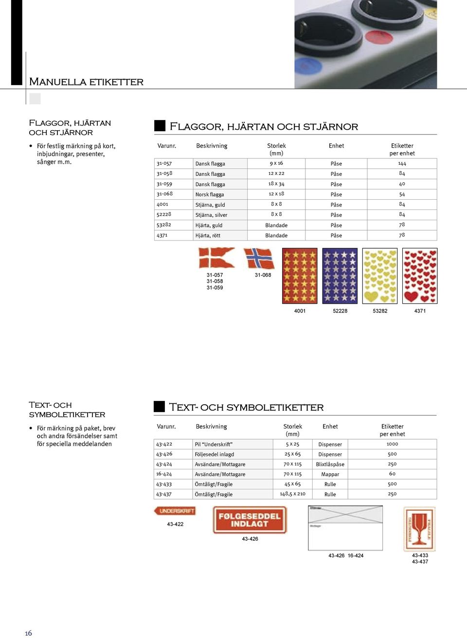 m. Flaggor, hjärtan och stjärnor Enhet per enhet 31-057 Dansk flagga 9 x 16 Påse 144 31-058 Dansk flagga 12 x 22 Påse 84 31-059 Dansk flagga 18 x 34 Påse 40 31-068 Norsk flagga 12 x 18 Påse 54 4001