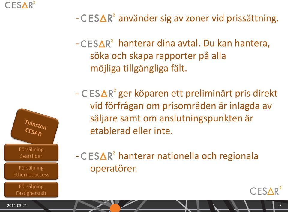 - ger köparen ett preliminärt pris direkt vid förfrågan om prisområden är inlagda av säljare samt om