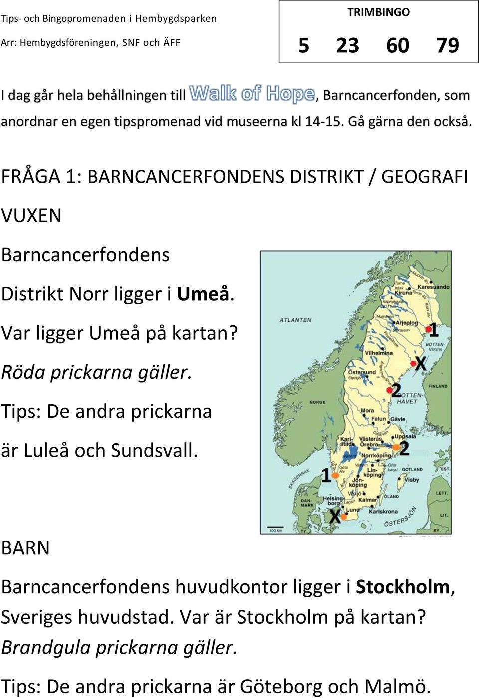Var ligger Umeå på kartan? Röda prickarna gäller. Tips: De andra prickarna är Luleå och Sundsvall.