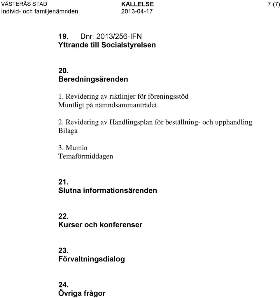 2. Revidering av Handlingsplan för beställning- och upphandling Bilaga 3.