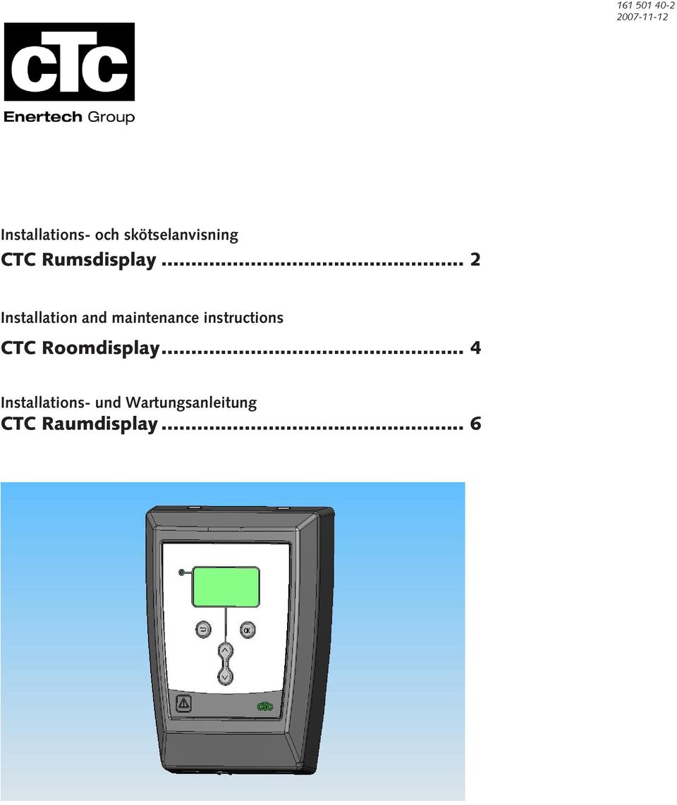 .. 2 Installation and maintenance instructions CTC