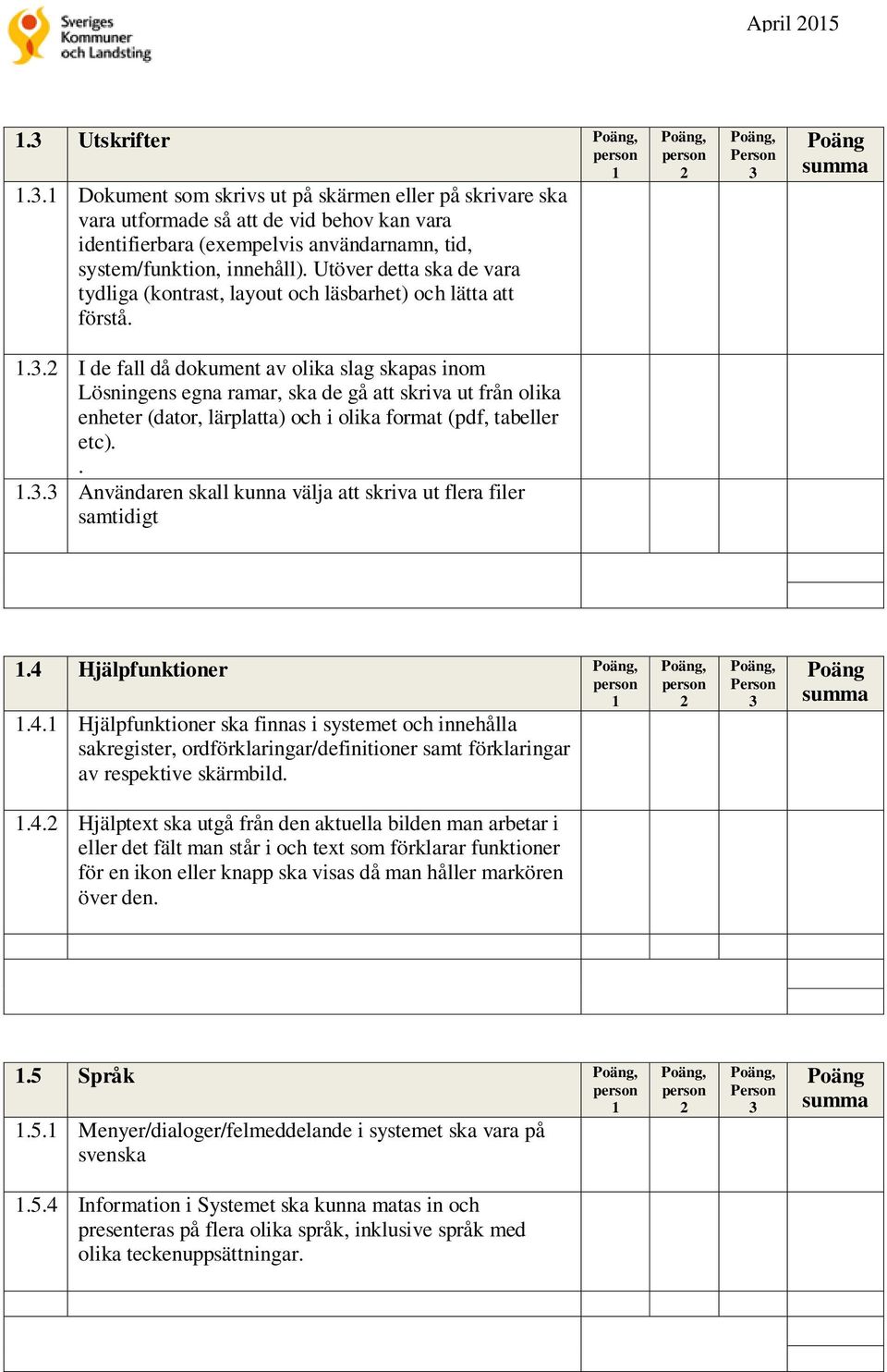. I de fall då dokument av olika slag skapas inom Lösningens egna ramar, ska de gå att skriva ut från olika enheter (dator, lärplatta) och i olika format (pdf, tabeller etc).