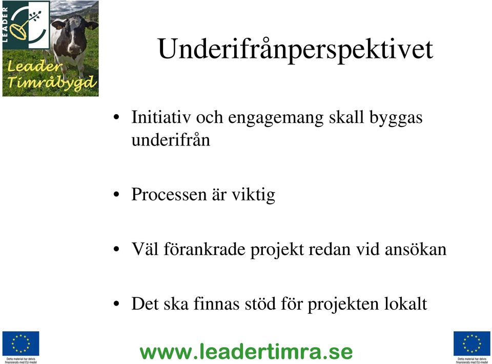 Processen är viktig Väl förankrade projekt