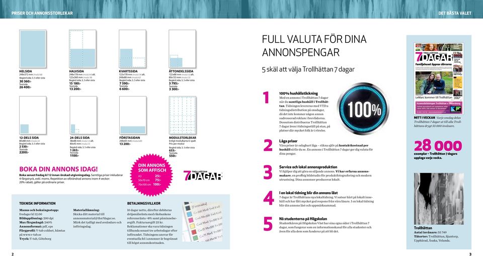 248x88 mm (modul 62) ; 3, 5 eller sista 7 590:- 6 600:- ÅTTONDELSSIDA 122x88 mm (modul 32) alt.