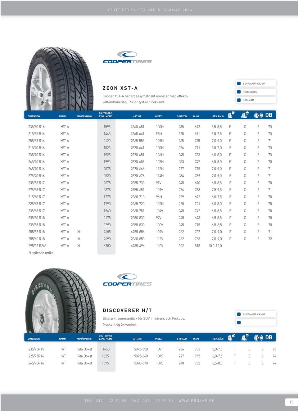 E C 2 71 215/70 R16 XST-A 1525 2370-641 100H 226 711 5,5-7,0 F C 2 70 235/70 R16 XST-A 1925 2370-651 106H 245 733 6,0-8,0 E C 2 70 245/70 R16 XST-A 1990 2370-656 107H 253 747 6,5-8,0 E C 2 70 265/70