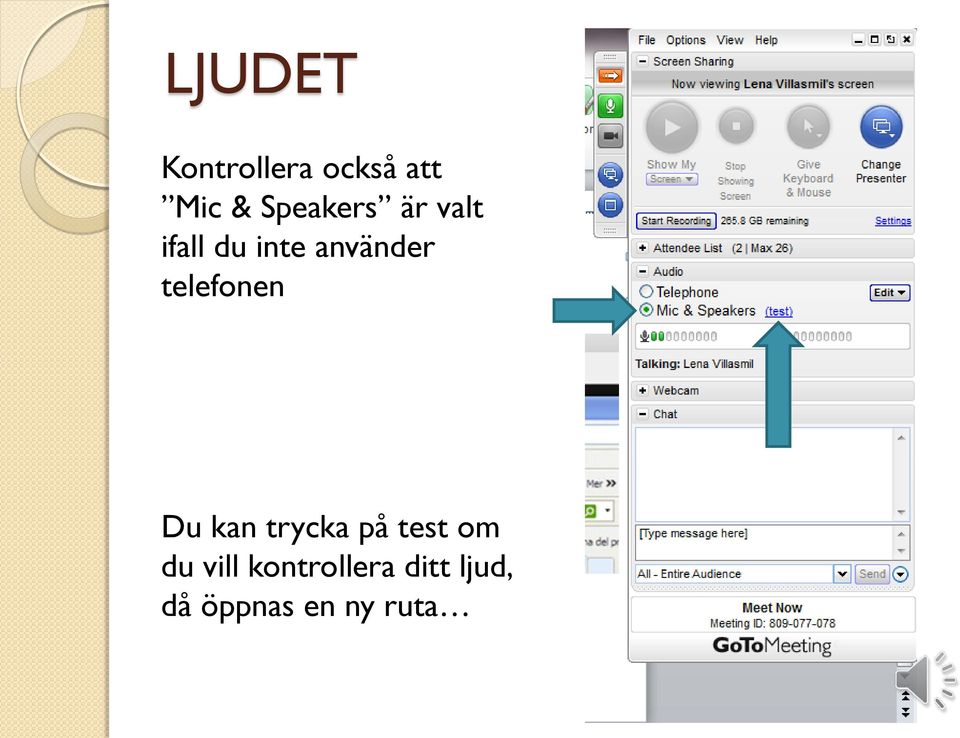 telefonen Du kan trycka på test om du