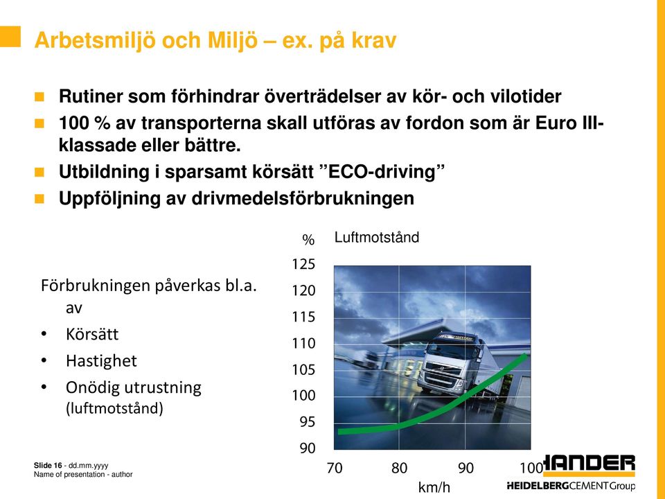 utföras av fordon som är Euro IIIklassade eller bättre.