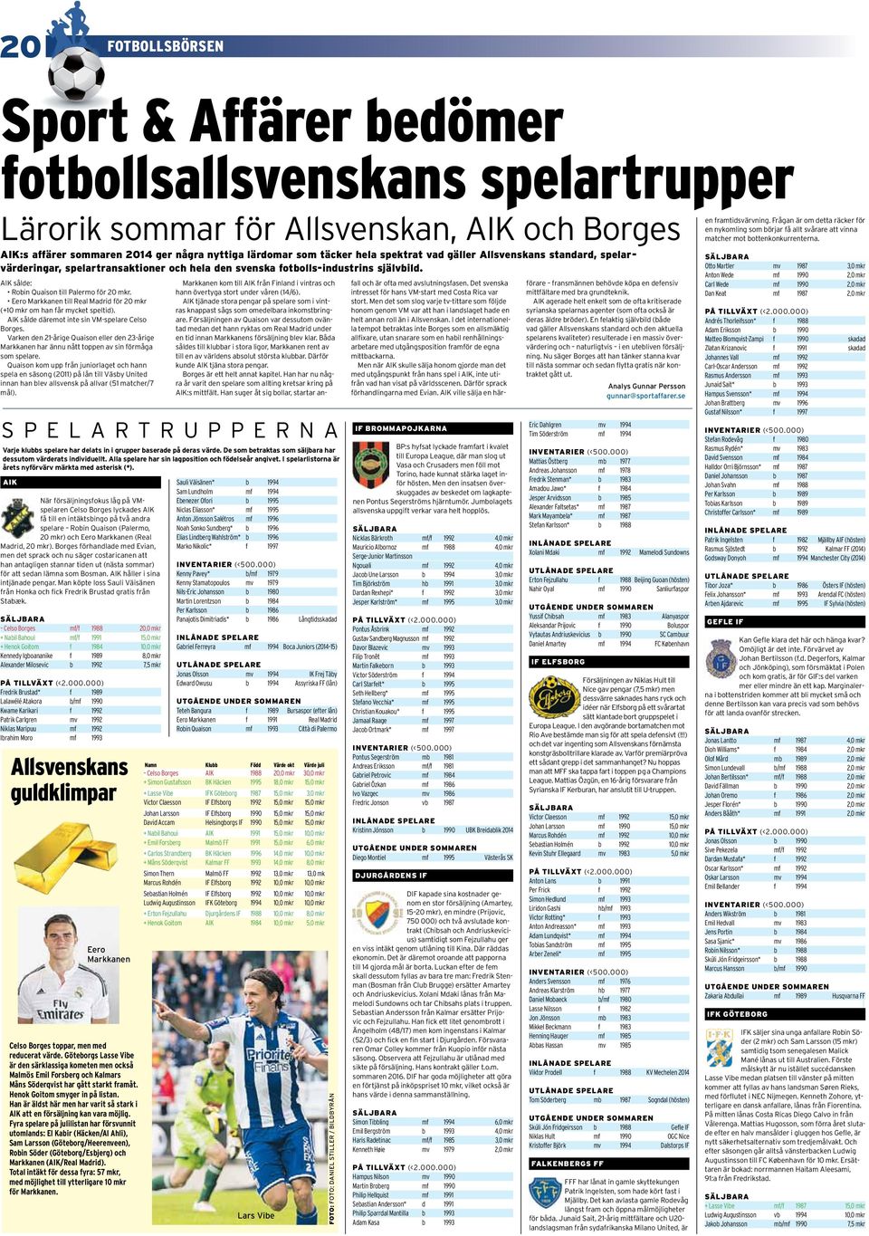 Eero Markkanen till Real Madrid för 20 mkr (+10 mkr om han får mycket speltid). AIK sålde däremot inte sin VM-spelare Celso Borges.