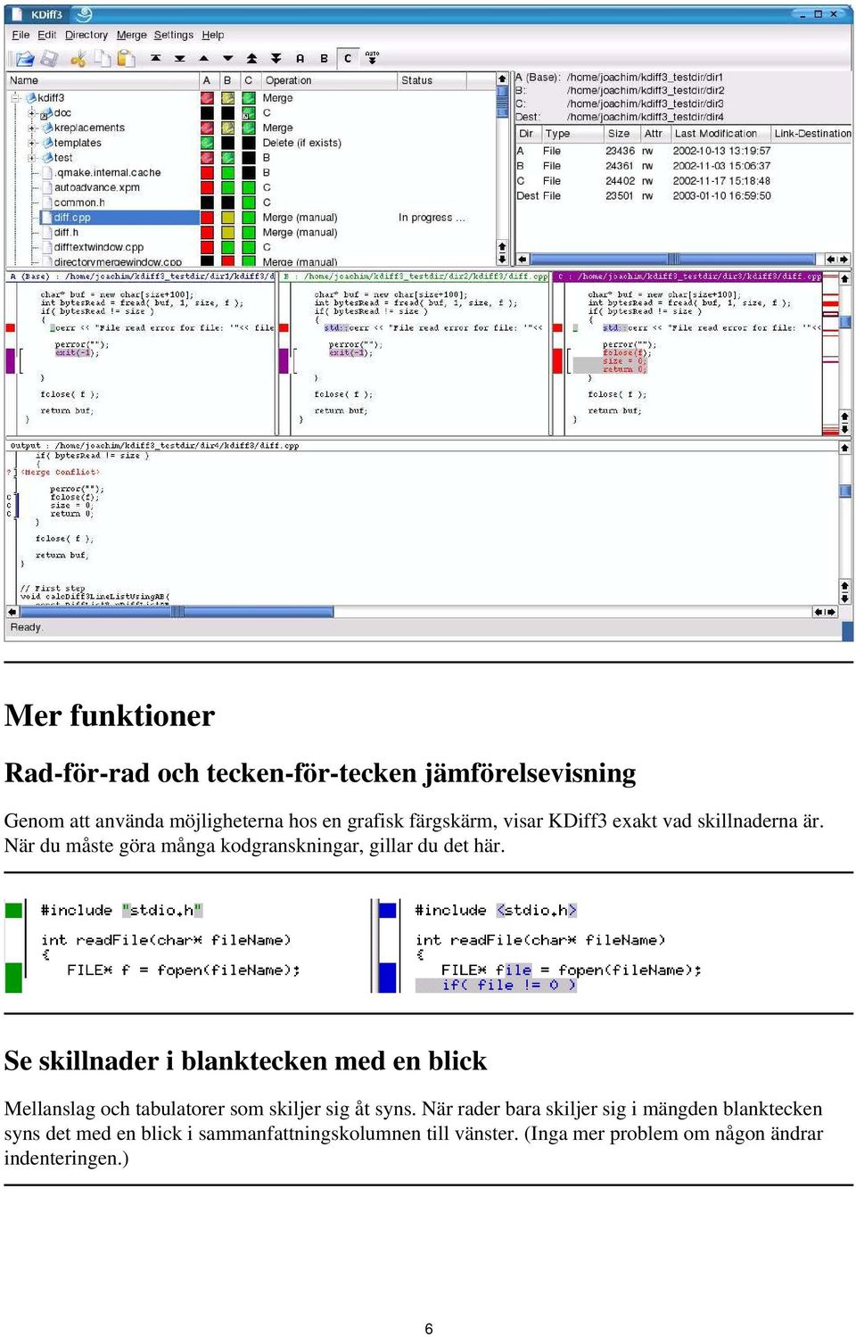 Se skillnader i blanktecken med en blick Mellanslag och tabulatorer som skiljer sig åt syns.