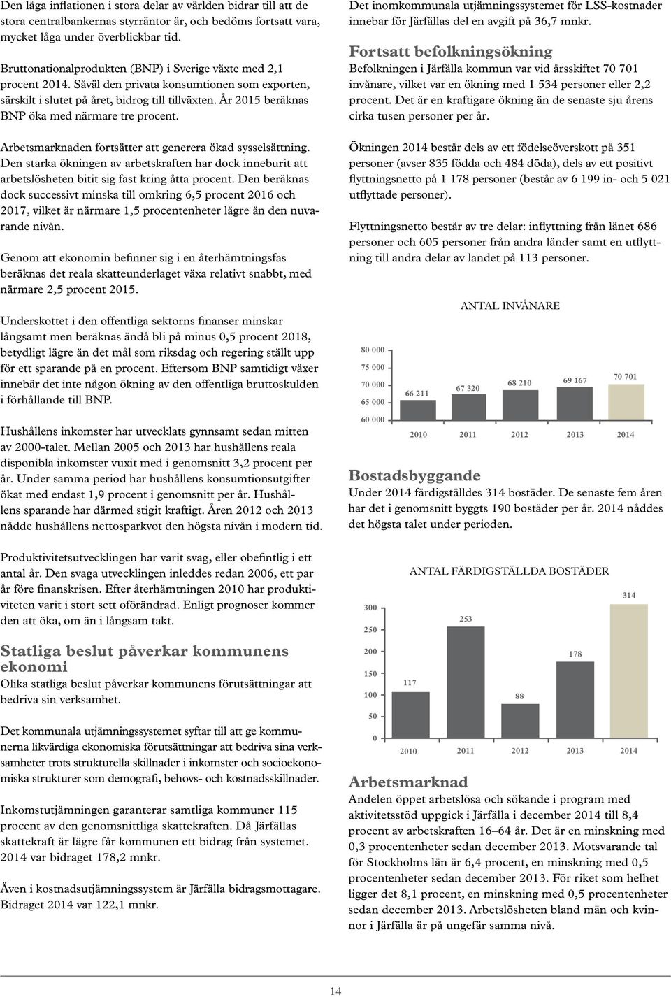 År 2015 beräknas BNP öka med närmare tre procent. Arbetsmarknaden fortsätter att generera ökad sysselsättning.