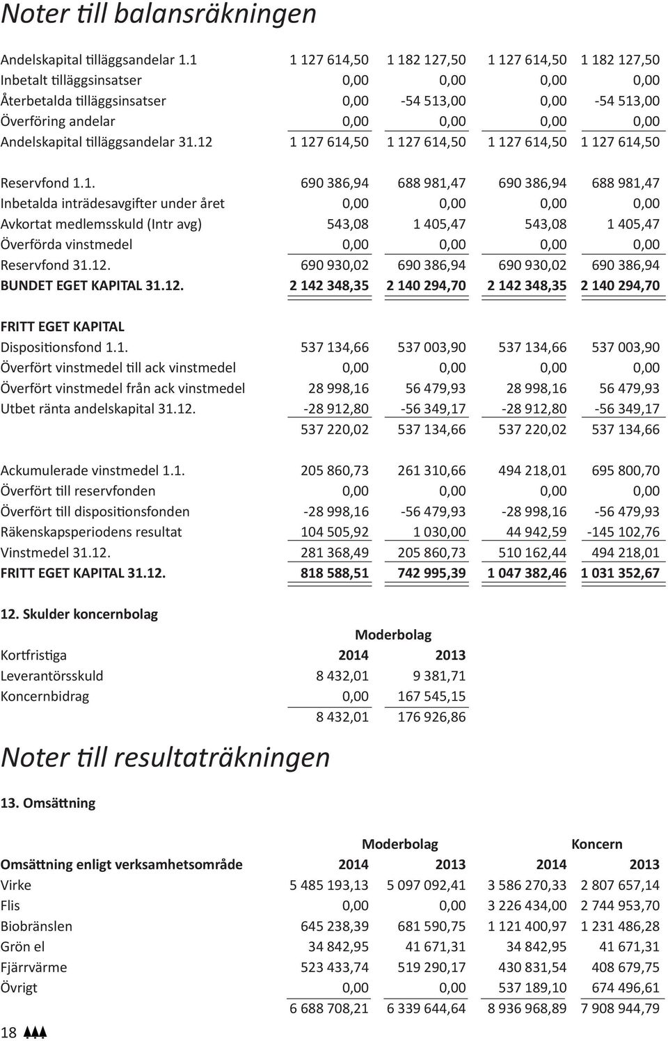 Andelskapital tilläggsandelar 31.