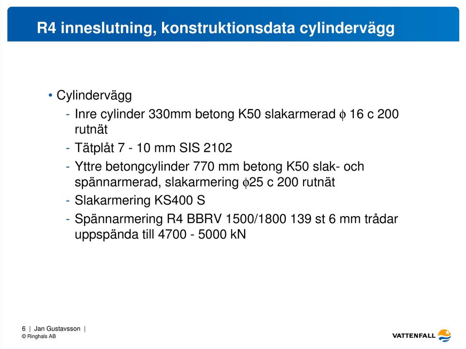 betong K50 slak- och spännarmerad, slakarmering φ25 c 200 rutnät - Slakarmering KS400 S -