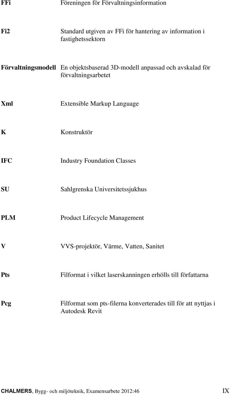 Sahlgrenska Universitetssjukhus PLM Product Lifecycle Management V VVS-projektör, Värme, Vatten, Sanitet Pts Filformat i vilket laserskanningen