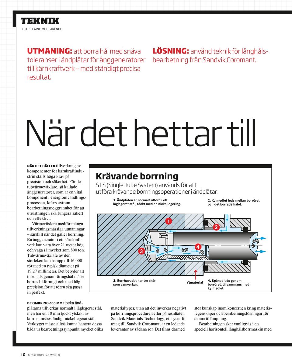 För de tubvärmeväxlare, så kallade ånggeneratorer, som är en vital komponent i energiomvandlingsprocessen, krävs extrem bearbetningsnoggrannhet för att utrustningen ska fungera säkert och effektivt.