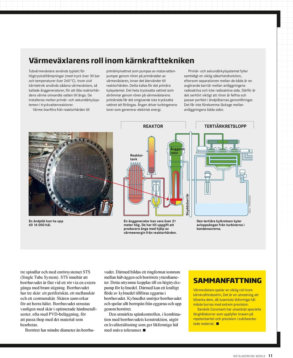 De installeras mellan primär- och sekundärkylsystemen i tryckvattenreaktorer.