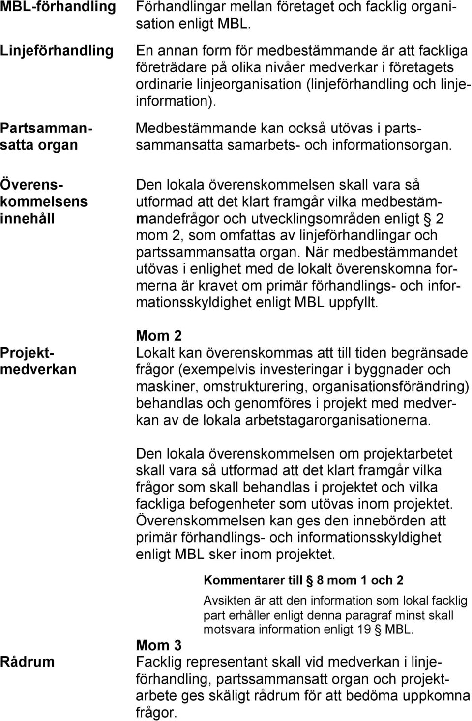 Medbestämmande kan också utövas i partssammansatta samarbets- och informationsorgan.