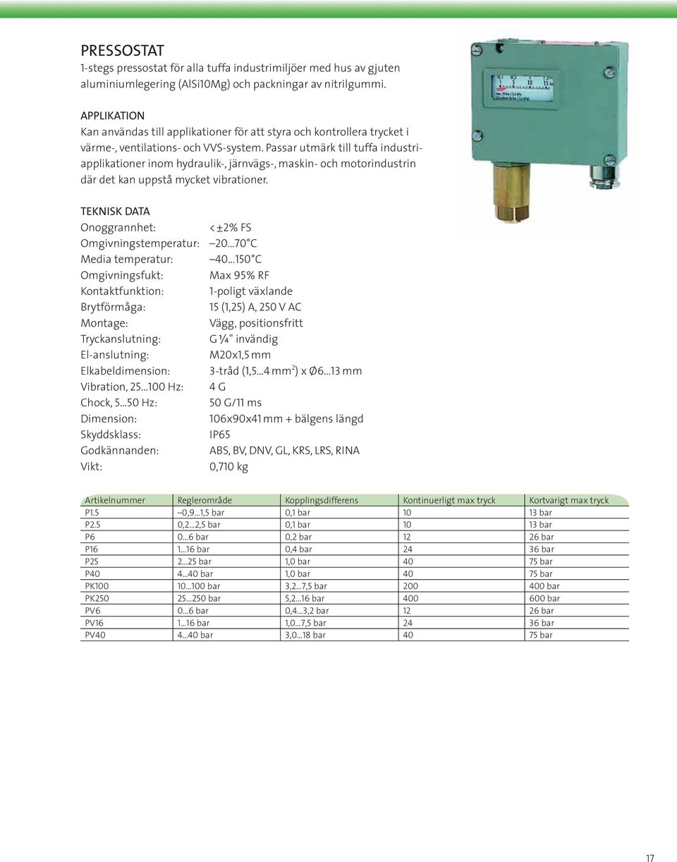 Passar utmärk till tuffa industriapplikationer inom hydraulik-, järnvägs-, maskin- och motorindustrin där det kan uppstå mycket vibrationer.