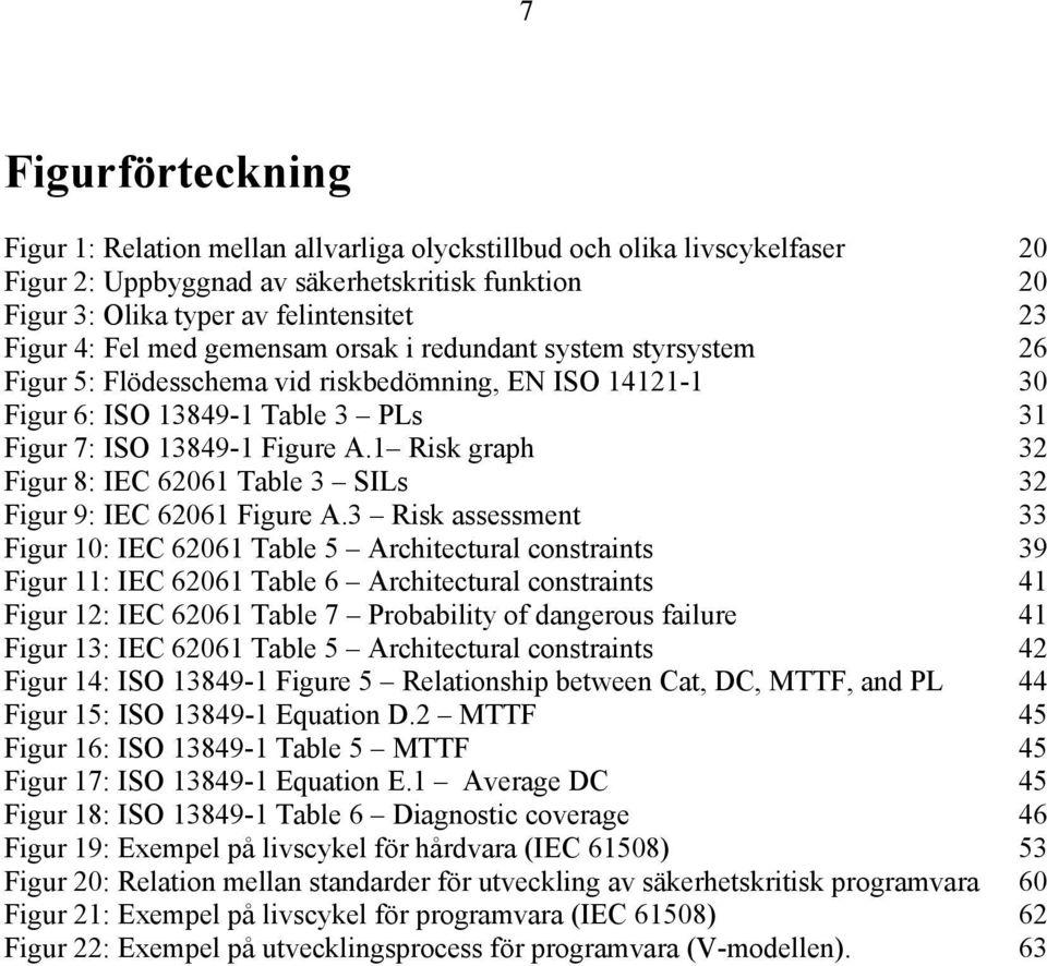 1 Risk graph 32 Figur 8: IEC 62061 Table 3 SILs 32 Figur 9: IEC 62061 Figure A.