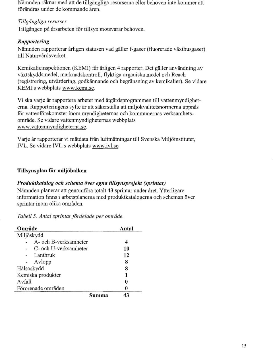 Det gäller användning av växtskyddsmedel, marknadskontroll, flyktiga organiska medel och Reach (registrering, utvärdering, godkännande och begränsning av kemikalier). Se vidare KEMI:s webbplats www.