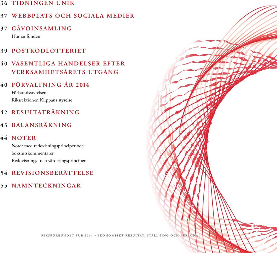 RESULTATRÄKNING 43 BALANSRÄKNING 44 NOTER Noter med redovisningsprinciper och bokslutskommentarer Redovisnings- och