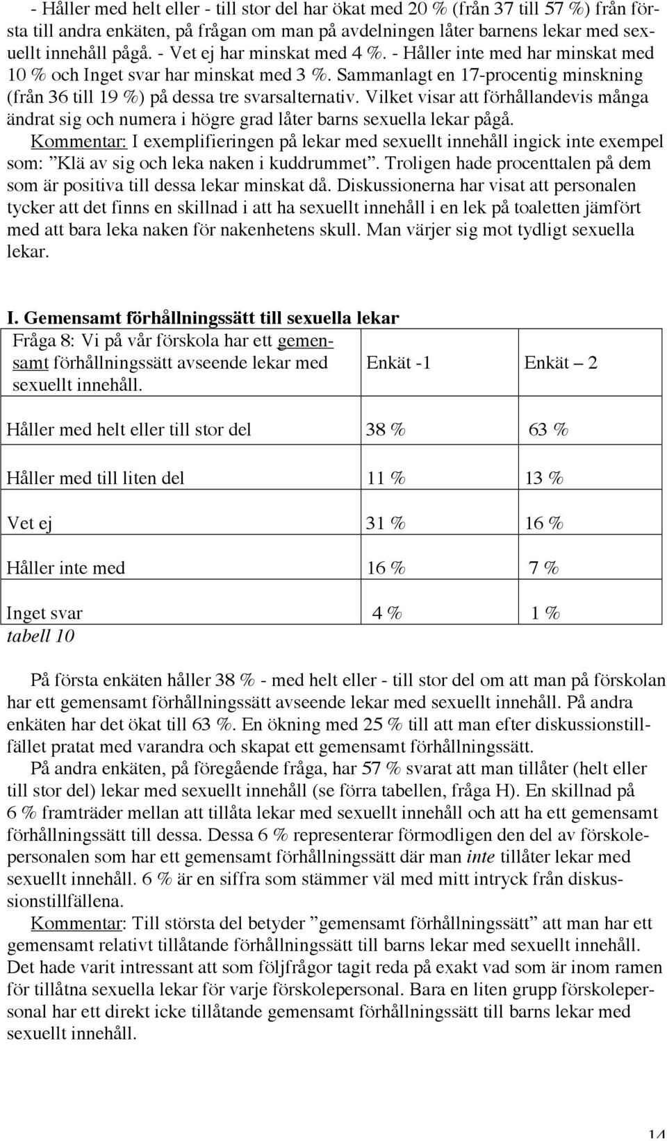 Vilket visar att förhållandevis många ändrat sig och numera i högre grad låter barns sexuella lekar pågå.