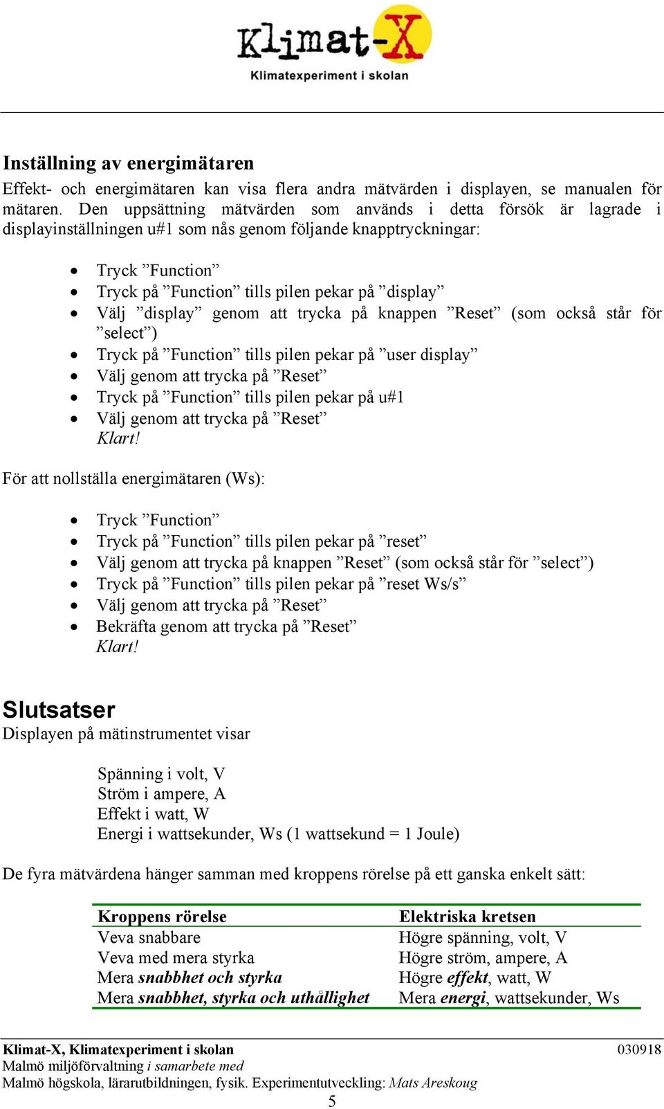 display genom att trycka på knappen Reset (som också står för select ) Tryck på Function tills pilen pekar på user display Välj genom att trycka på Reset Tryck på Function tills pilen pekar på u#1