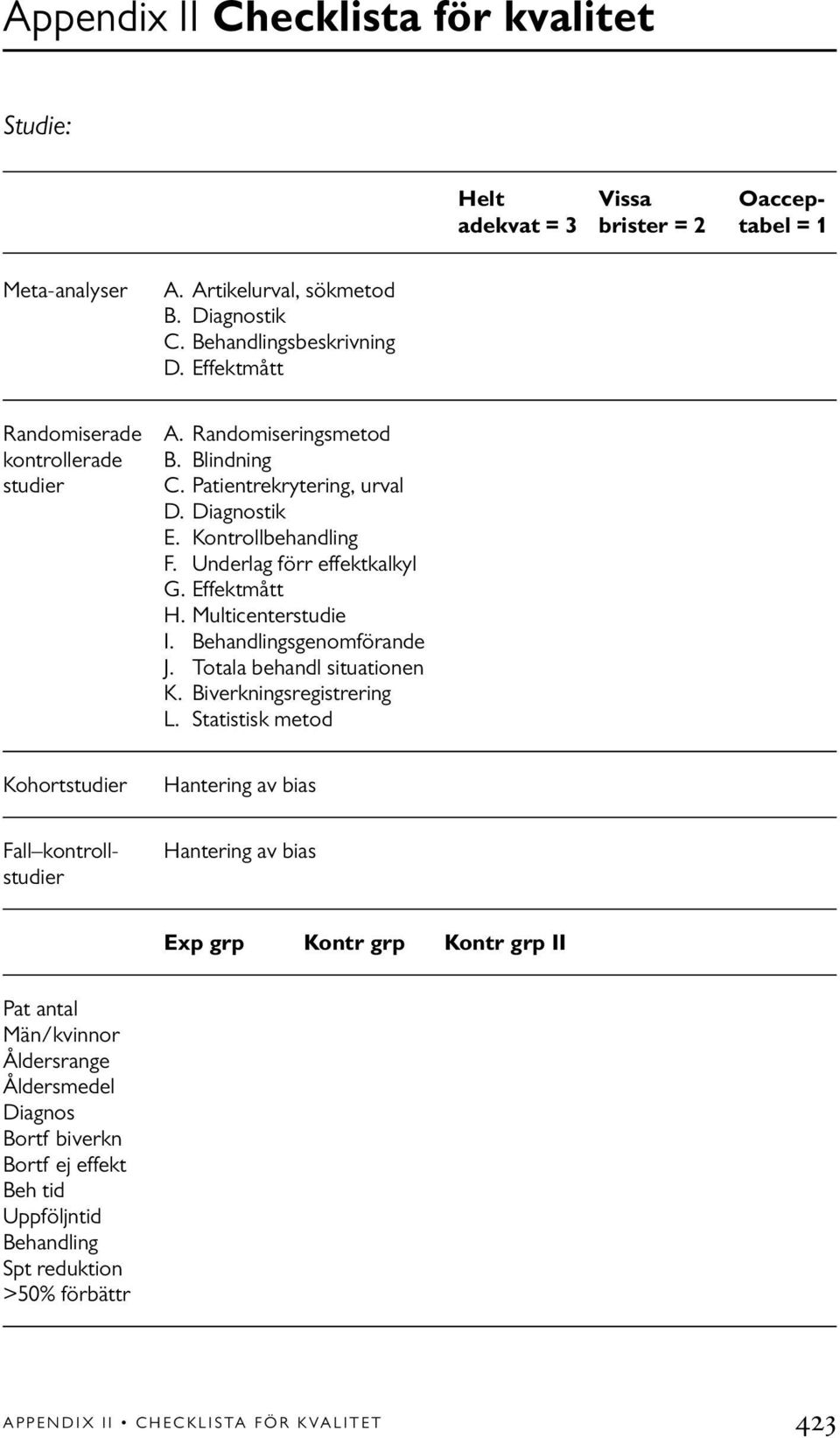 Multicenterstudie I. Behandlingsgenomförande J. Totala behandl situationen K. Biverkningsregistrering L.