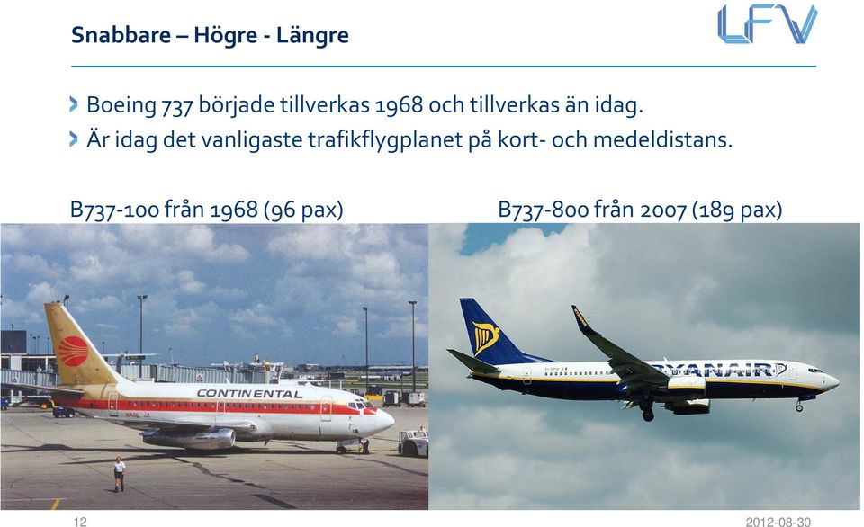 Är idag det vanligaste trafikflygplanet på kort och