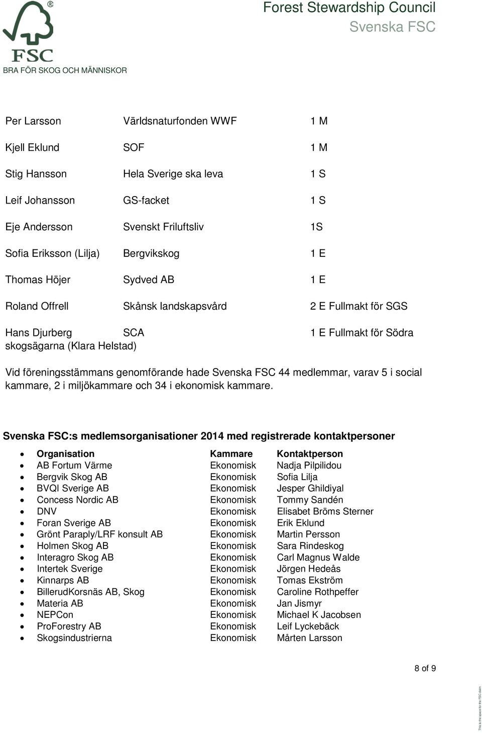 medlemmar, varav 5 i social kammare, 2 i miljökammare och 34 i ekonomisk kammare.