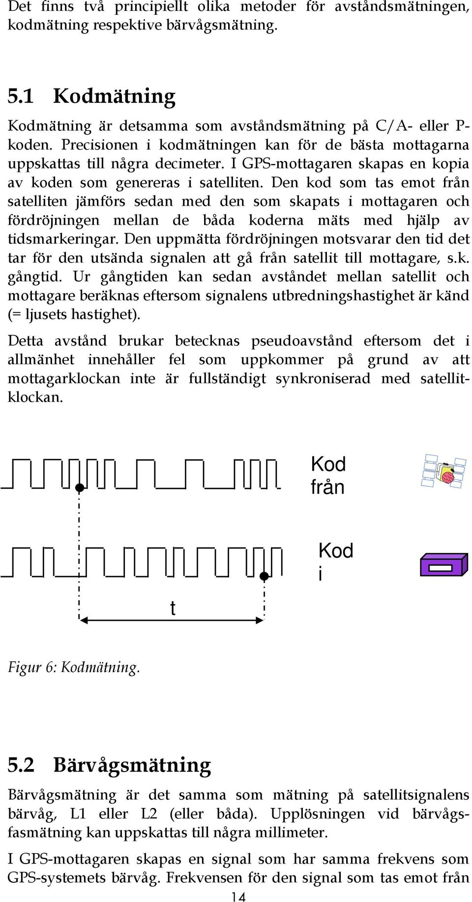 Den kod som tas emot från satelliten jämförs sedan med den som skapats i mottagaren och fördröjningen mellan de båda koderna mäts med hjälp av tidsmarkeringar.