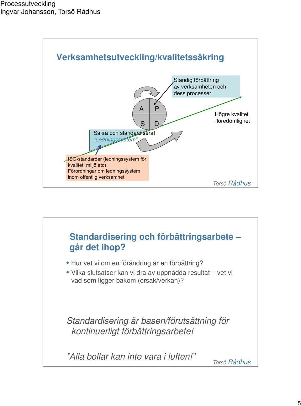 verksamhet Standardisering och förbättringsarbete går det ihop? Hur vet vi om en förändring är en förbättring?