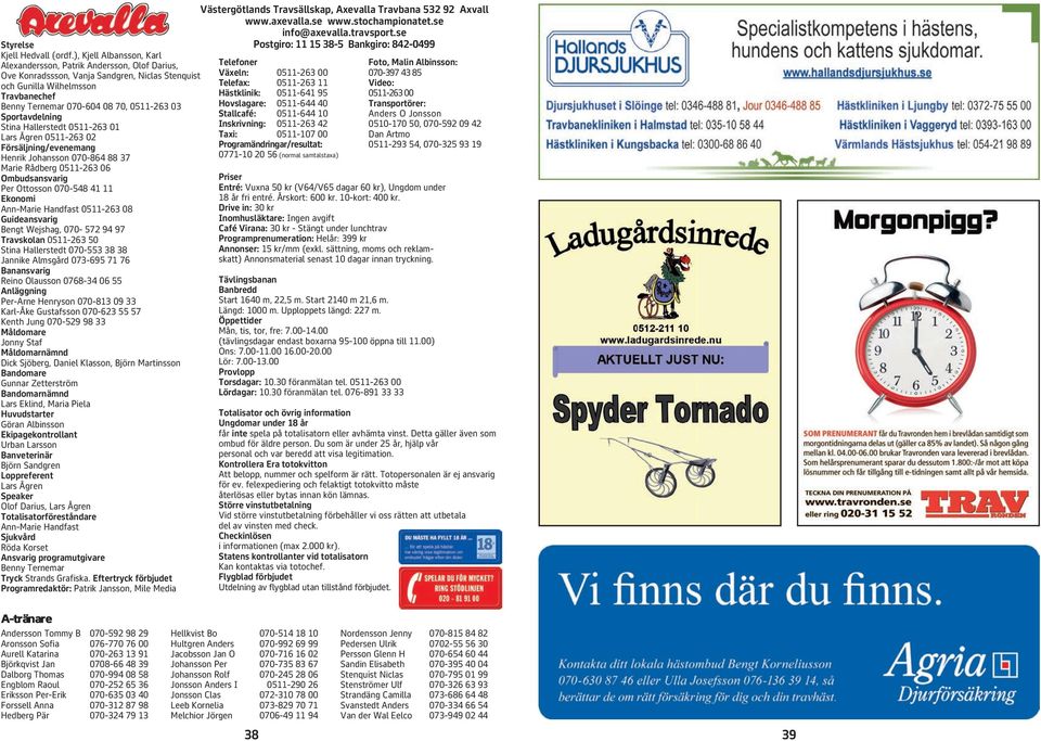 Sportavdelning Stina Hallerstedt 0511-263 01 Lars Ågren 0511-263 02 Försäljning/evenemang Henrik Johansson 070-864 88 37 Marie Rådberg 0511-263 06 Ombudsansvarig Per Ottosson 070-548 41 11 Ekonomi