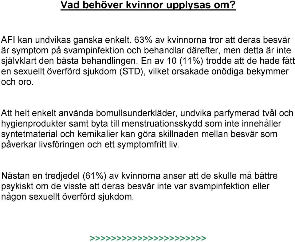 En av 10 (11%) trodde att de hade fått en sexuellt överförd sjukdom (STD), vilket orsakade onödiga bekymmer och oro.