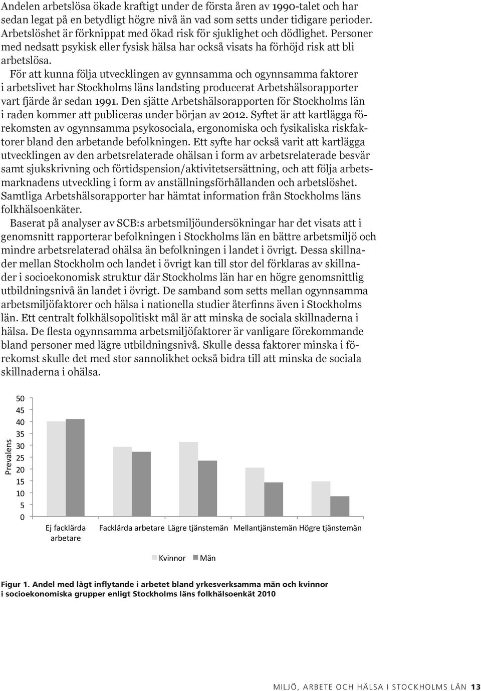 För att kunna följa utvecklingen av gynnsamma och ogynnsamma faktorer i arbetslivet har Stockholms läns landsting producerat Arbetshälsorapporter vart fjärde år sedan 1991.