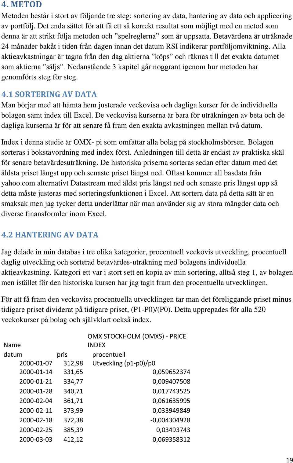 Betavärdena är uträknade 24 månader bakåt i tiden från dagen innan det datum RSI indikerar portföljomviktning.