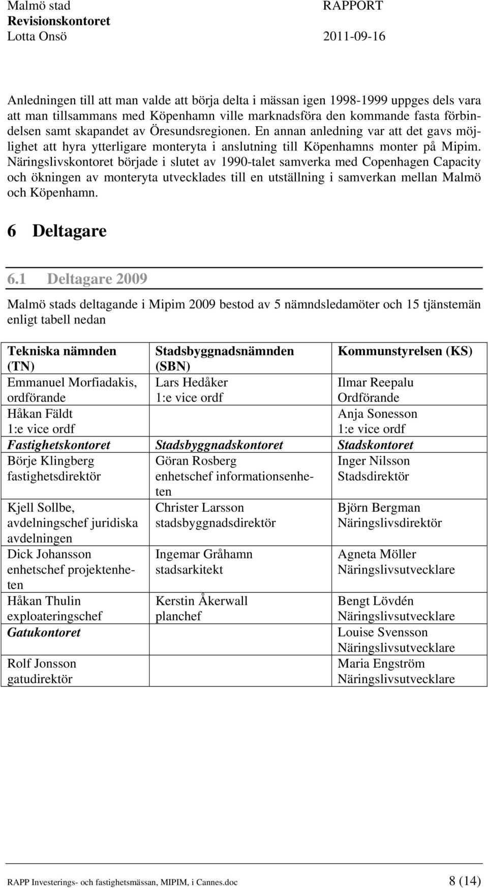 Näringslivskontoret började i slutet av 1990-talet samverka med Copenhagen Capacity och ökningen av monteryta utvecklades till en utställning i samverkan mellan Malmö och Köpenhamn. 6 Deltagare 6.